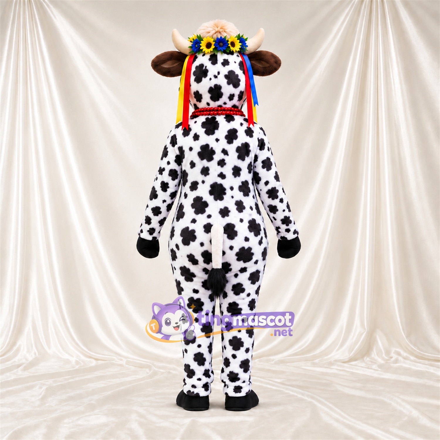 Black and White Cow Mascot Costume - Flower Crown Black and White Cow Mascot Costume - Flower Crown