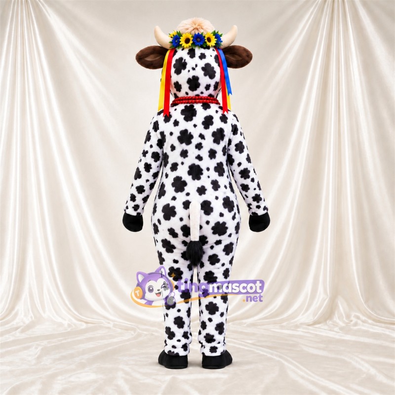 Black and White Cow Mascot Costume - Flower Crown Black and White Cow Mascot Costume - Flower Crown