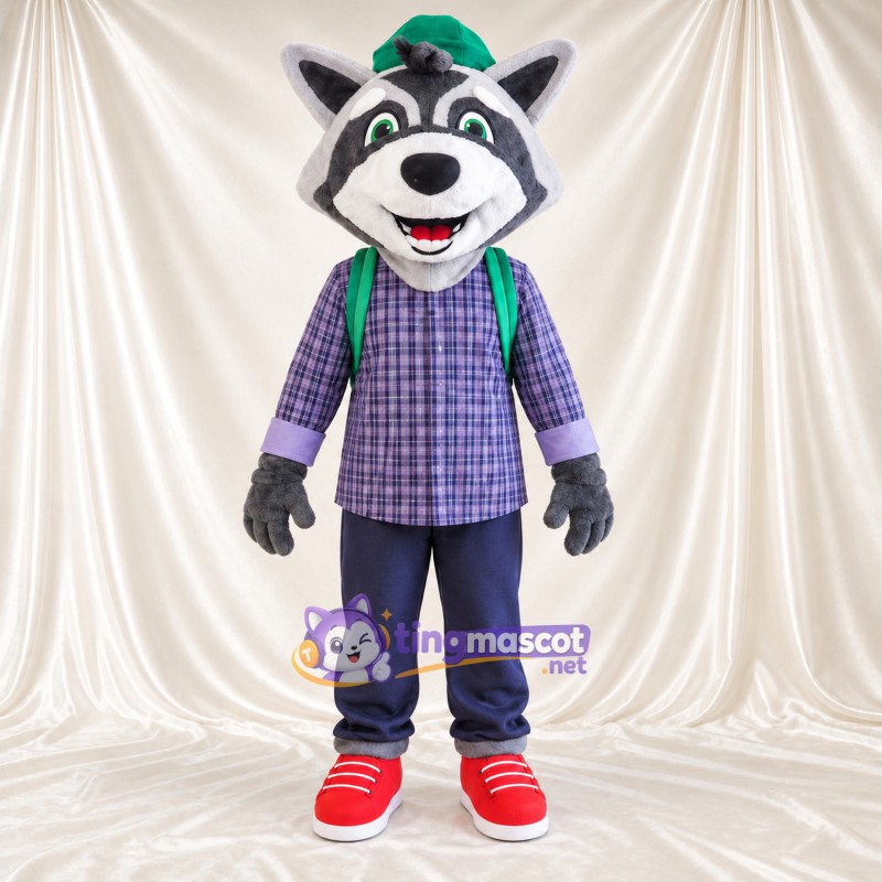 Costume de mascotte Raton laveur – gris – Chemise; Casquette (vert) Costume de mascotte Raton laveur – gris – Chemise; Casquette (vert)