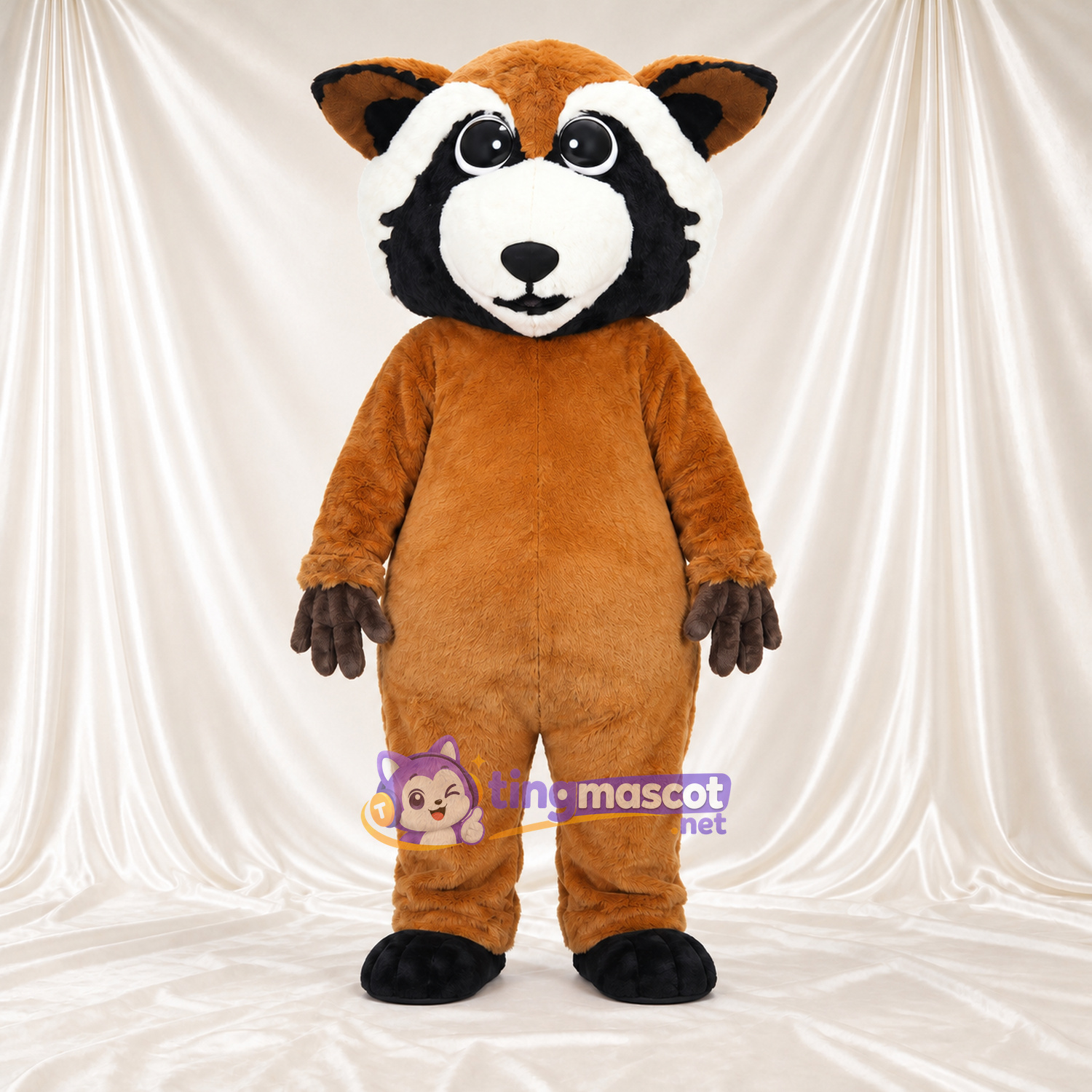 Maskottchenkostüm Roter Panda – braun – Gesicht (schwarz / weiß) Maskottchenkostüm Roter Panda – braun – Gesicht (schwarz / weiß)