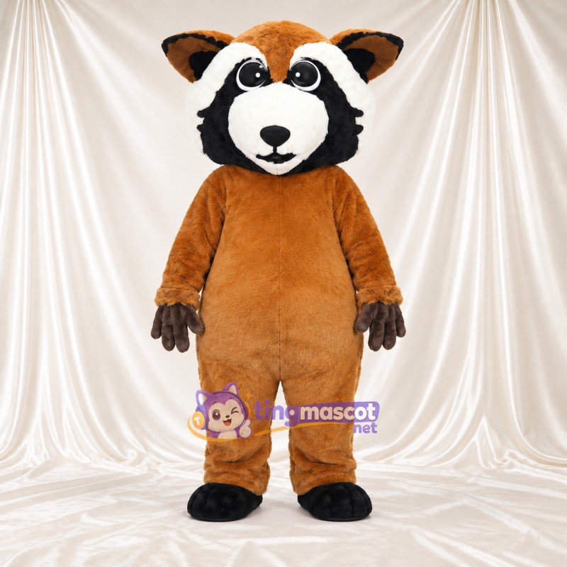 Maskottchenkostüm Roter Panda – braun – Gesicht (schwarz / weiß) Maskottchenkostüm Roter Panda – braun – Gesicht (schwarz / weiß)