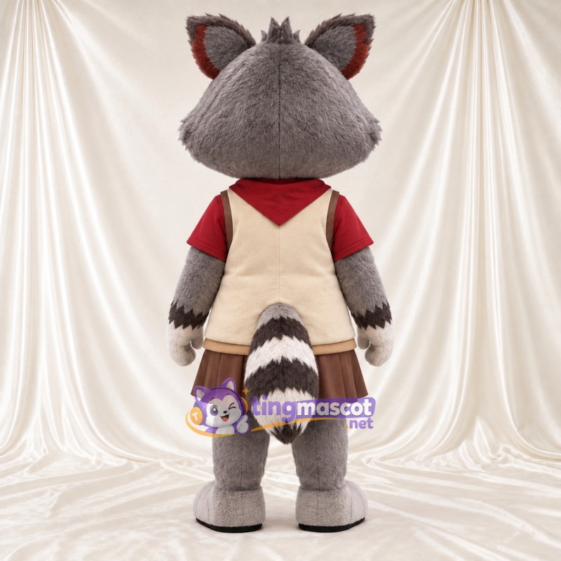 Costume de mascotte Raton laveur – gris – Gilet (brun clair); Jupe (marron) Costume de mascotte Raton laveur – gris – Gilet (brun clair); Jupe (marron)