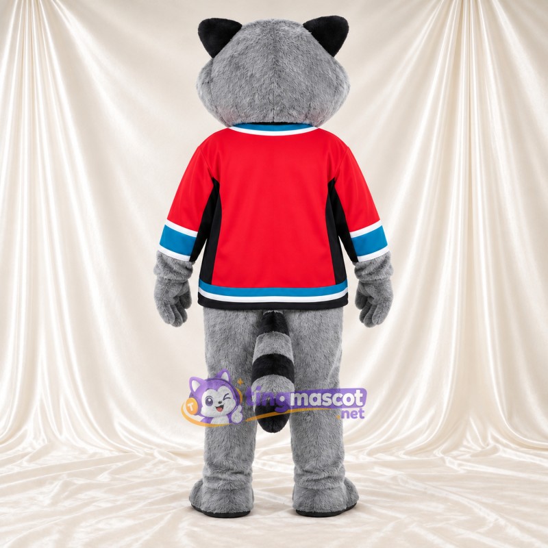 Costume de mascotte Raton laveur – gris – Maillot (rouge) Costume de mascotte Raton laveur – gris – Maillot (rouge)