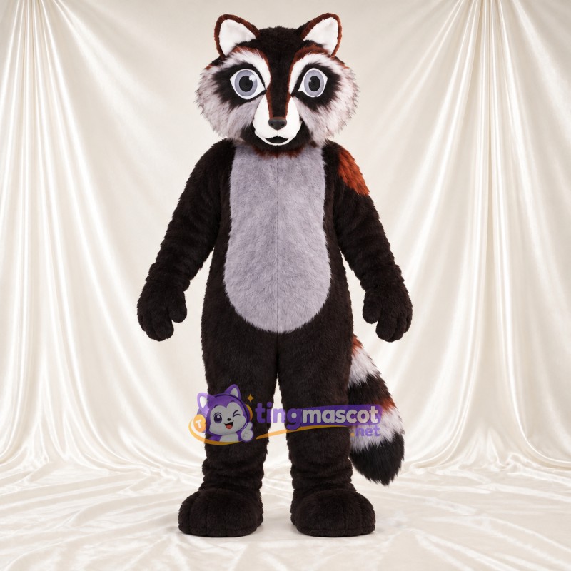 Black Raccoon Mascot Costume - Gray Belly and Striped Tail Black Raccoon Mascot Costume - Gray Belly and Striped Tail