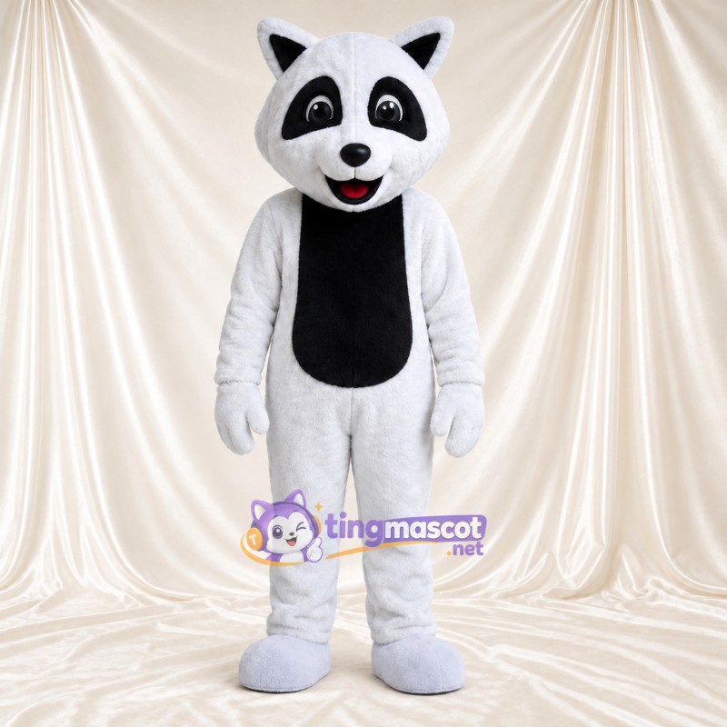 Costume de mascotte Raton laveur – blanc – Touches de couleur (noir) Costume de mascotte Raton laveur – blanc – Touches de couleur (noir)