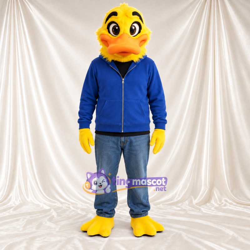 Costume de mascotte Canard – jaune – Sweat à capuche (bleu) Costume de mascotte Canard – jaune – Sweat à capuche (bleu)