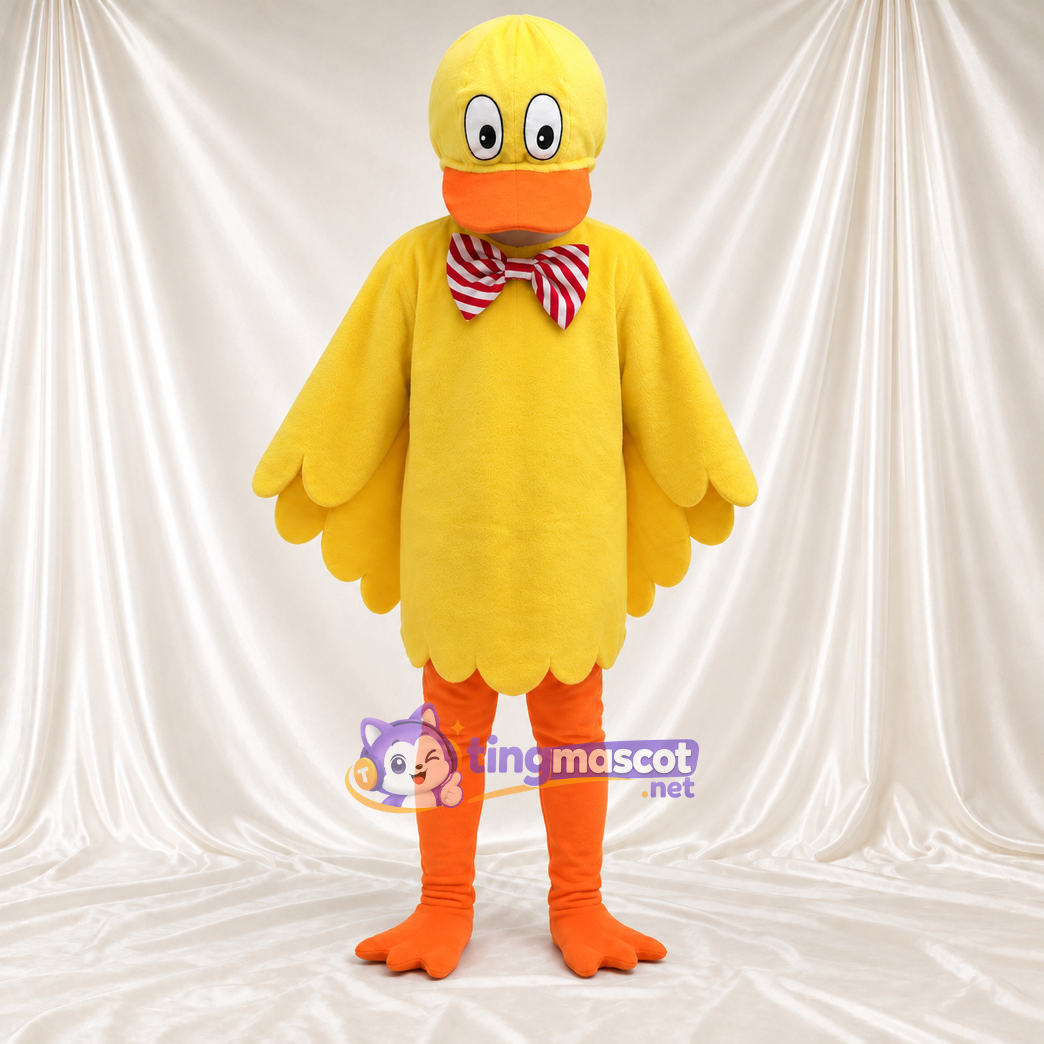 Costume de mascotte Canard – jaune – Nœud papillon Costume de mascotte Canard – jaune – Nœud papillon