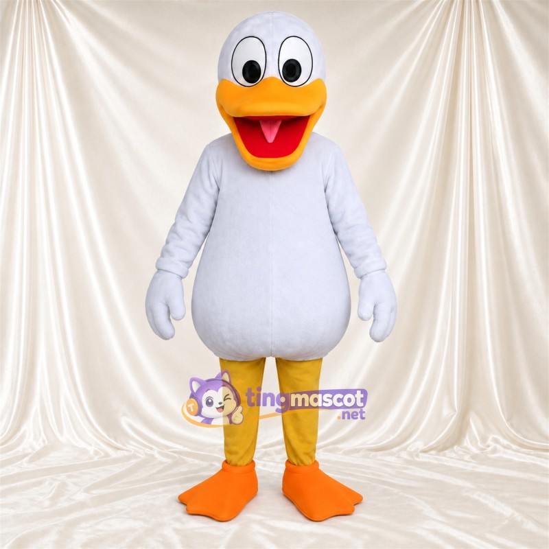Costume de mascotte Canard – blanc – Pieds (orange); Bec (orange) Costume de mascotte Canard – blanc – Pieds (orange); Bec (orange)