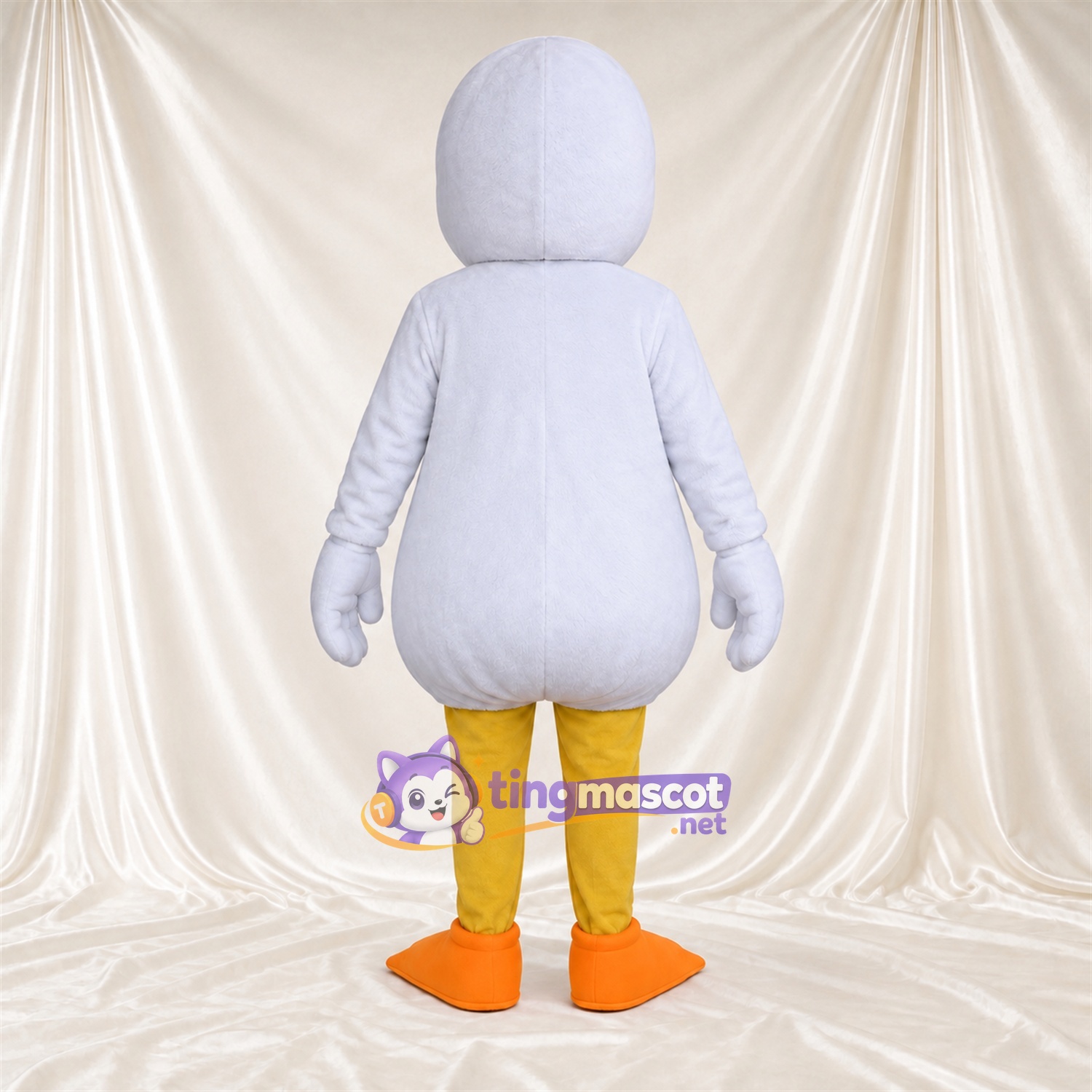 Costume de mascotte Canard – blanc – Pieds (orange); Bec (orange) Costume de mascotte Canard – blanc – Pieds (orange); Bec (orange)