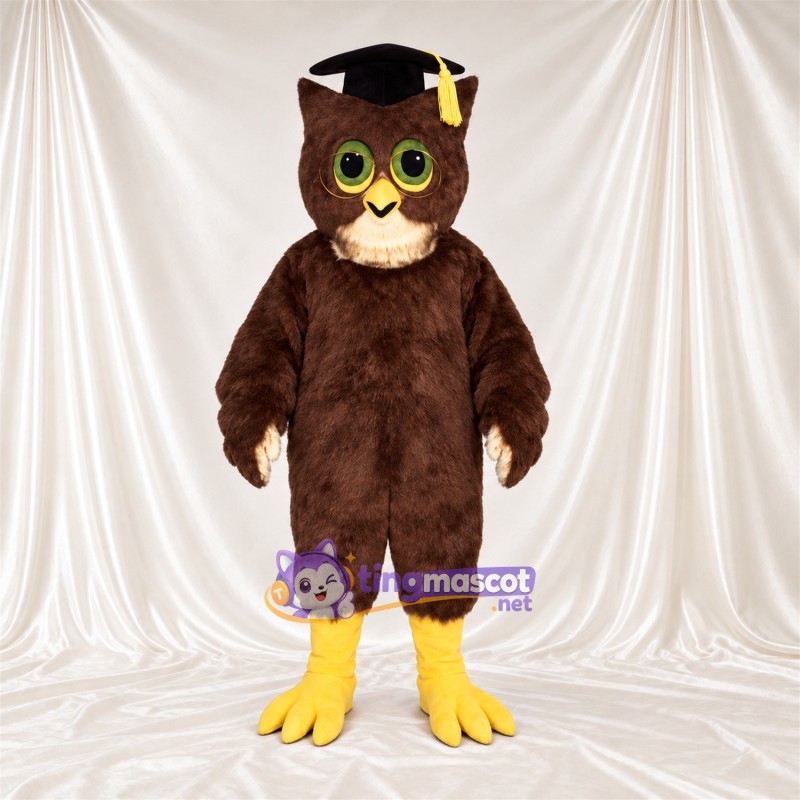 Costume de mascotte Hibou – marron – Coiffe de diplômé Costume de mascotte Hibou – marron – Coiffe de diplômé