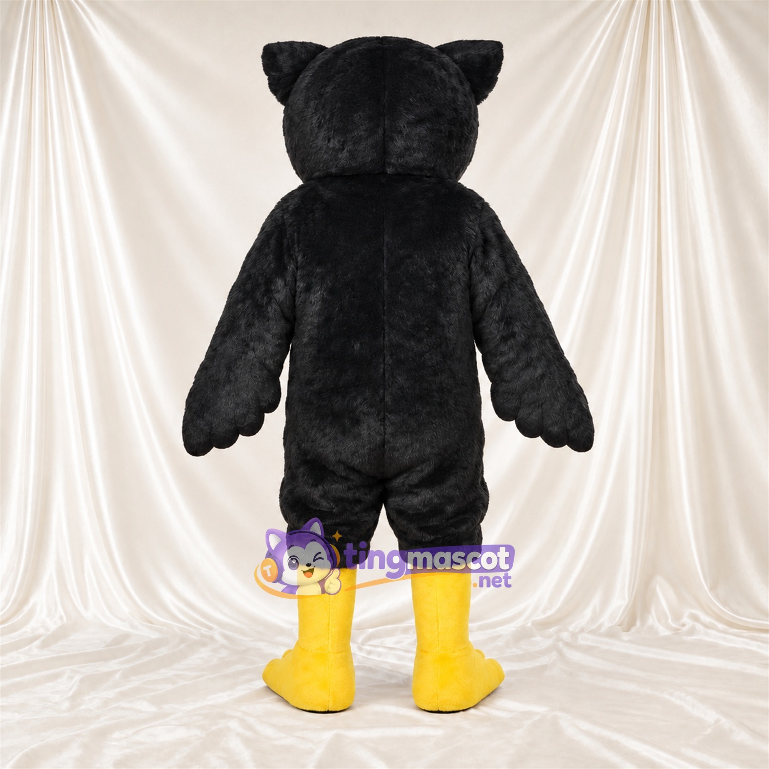 Black Owl Mascot Costume - White Face Black Owl Mascot Costume - White Face