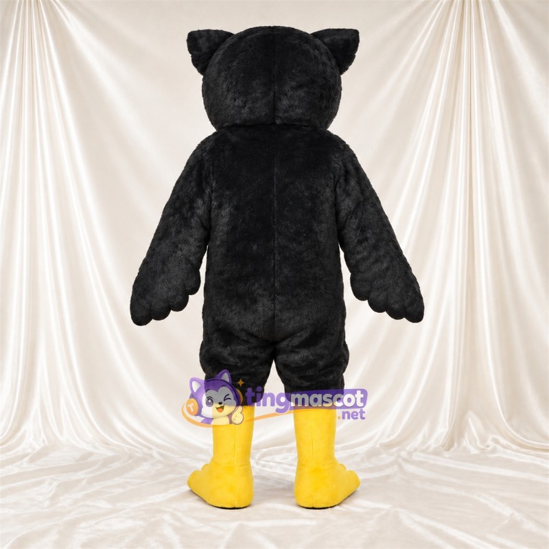 Black Owl Mascot Costume - White Face Black Owl Mascot Costume - White Face