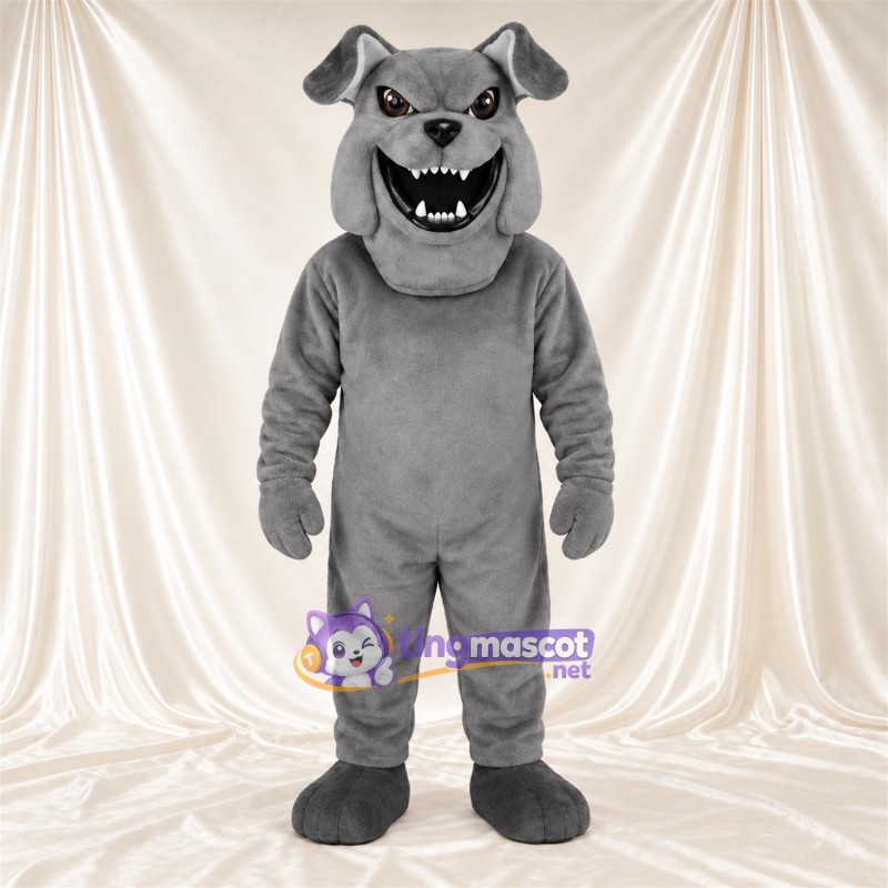 Costume de mascotte Bouledogue – gris – Visage; Crocs pointus Costume de mascotte Bouledogue – gris – Visage; Crocs pointus