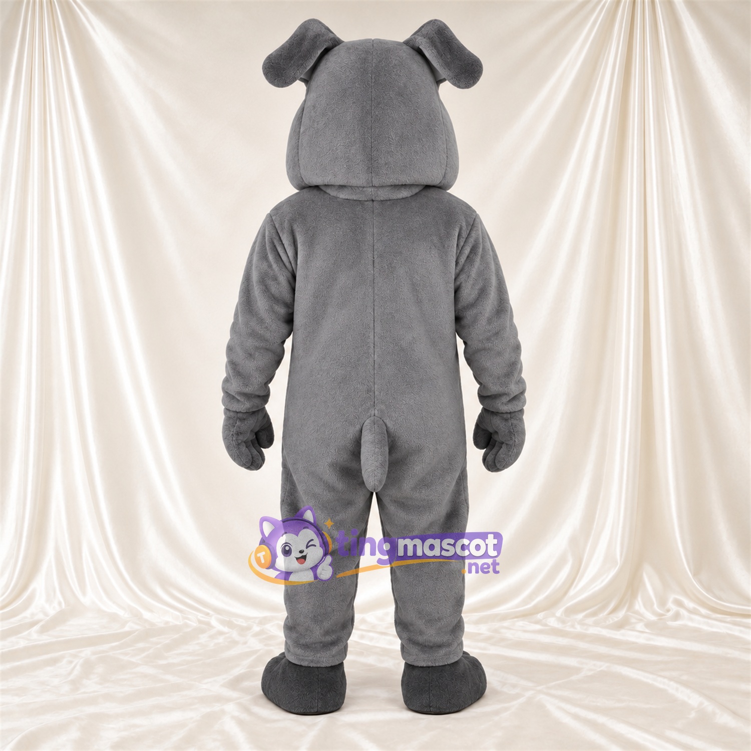 Costume de mascotte Bouledogue – gris – Visage; Crocs pointus Costume de mascotte Bouledogue – gris – Visage; Crocs pointus