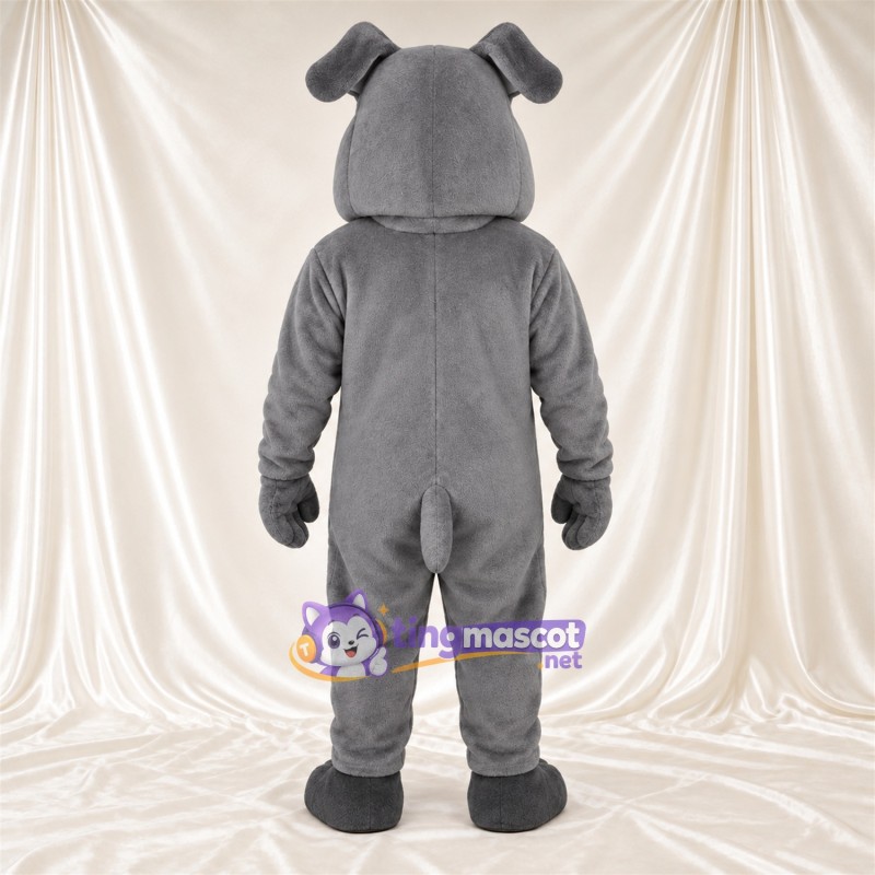 Costume de mascotte Bouledogue – gris – Visage; Crocs pointus Costume de mascotte Bouledogue – gris – Visage; Crocs pointus