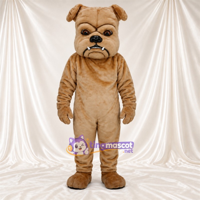 Costume de mascotte Bouledogue – brun clair – Visage; Sourcils inclinés Costume de mascotte Bouledogue – brun clair – Visage; Sourcils inclinés