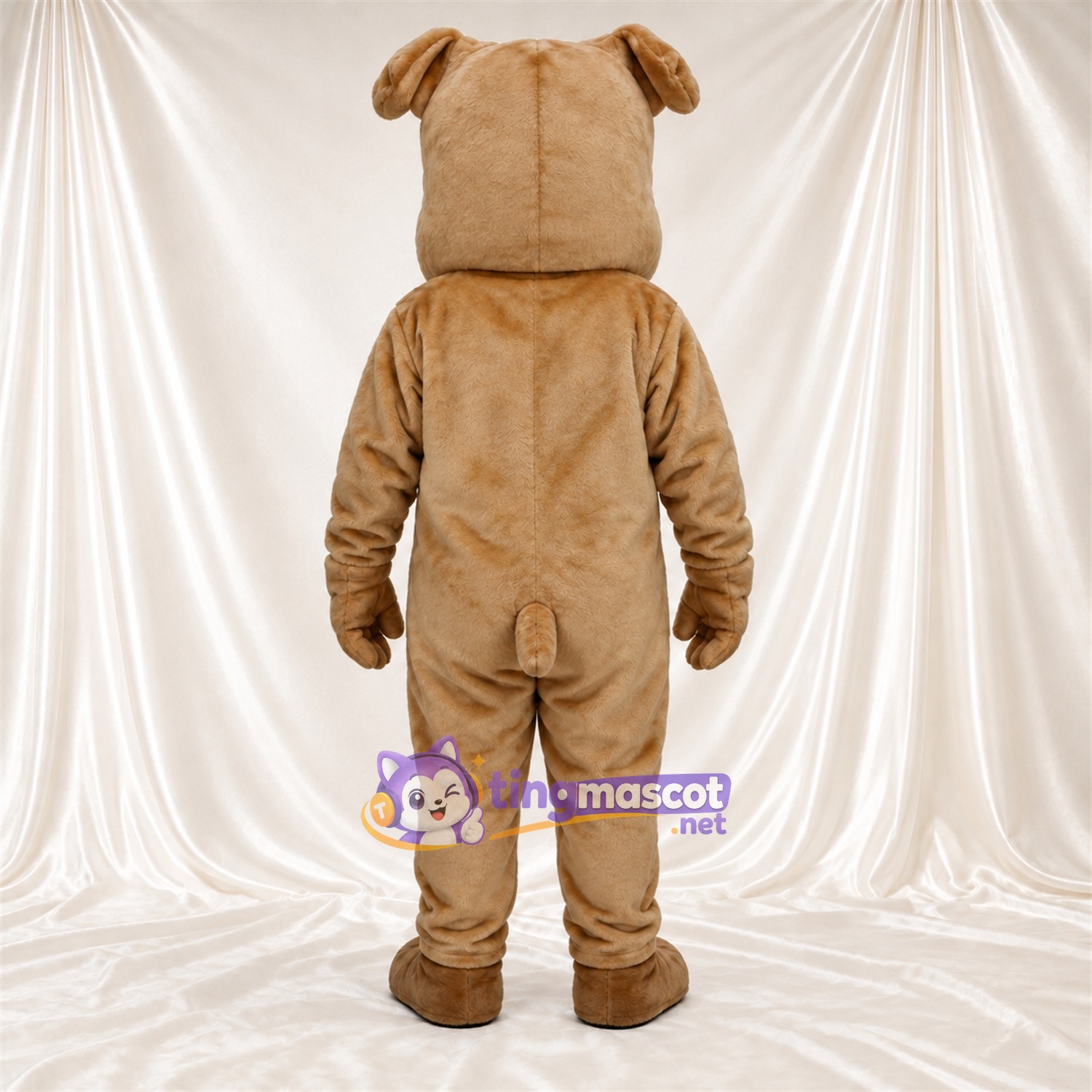 Costume de mascotte Bouledogue – brun clair – Visage; Sourcils inclinés Costume de mascotte Bouledogue – brun clair – Visage; Sourcils inclinés