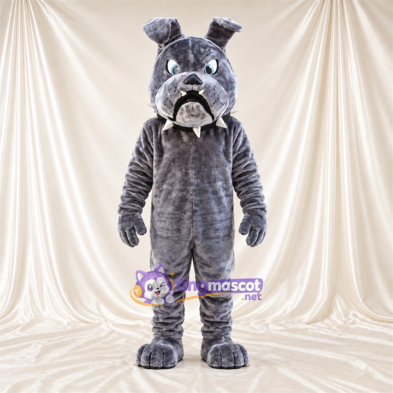 Costume de mascotte Bouledogue – gris – Collier à pointes Costume de mascotte Bouledogue – gris – Collier à pointes