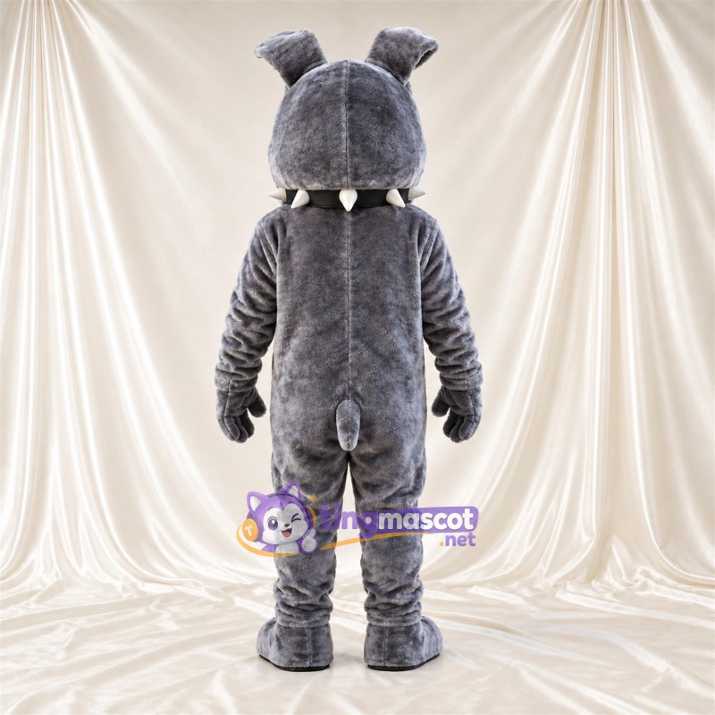 Costume de mascotte Bouledogue – gris – Collier à pointes Costume de mascotte Bouledogue – gris – Collier à pointes