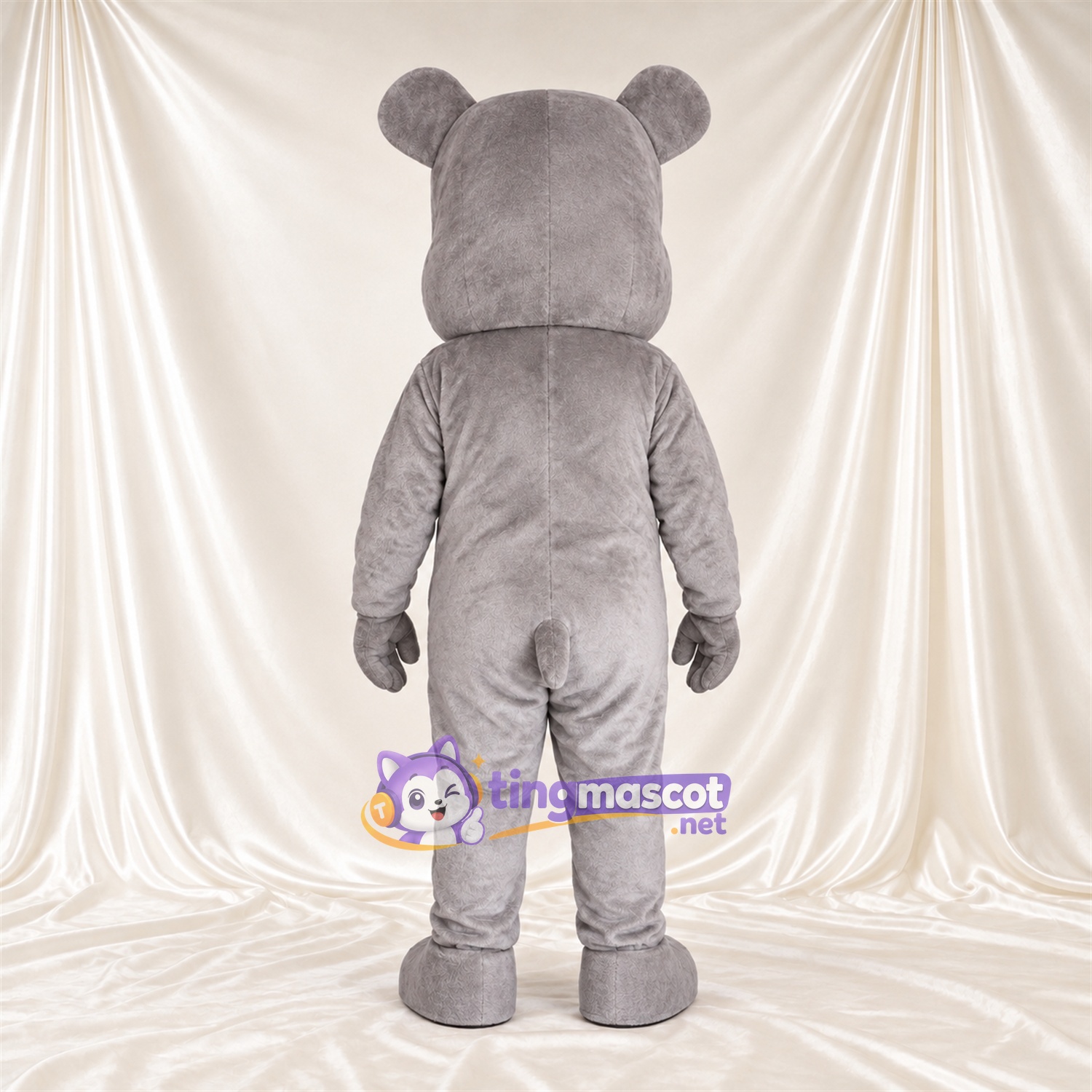 Costume de mascotte Bouledogue – gris – Museau (blanc); Grandes incisives Costume de mascotte Bouledogue – gris – Museau (blanc); Grandes incisives