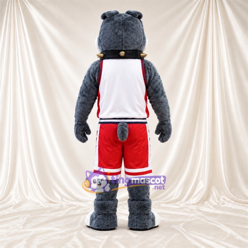 Costume de mascotte Bouledogue – gris – Chemise (blanc); Short (rouge) Costume de mascotte Bouledogue – gris – Chemise (blanc); Short (rouge)