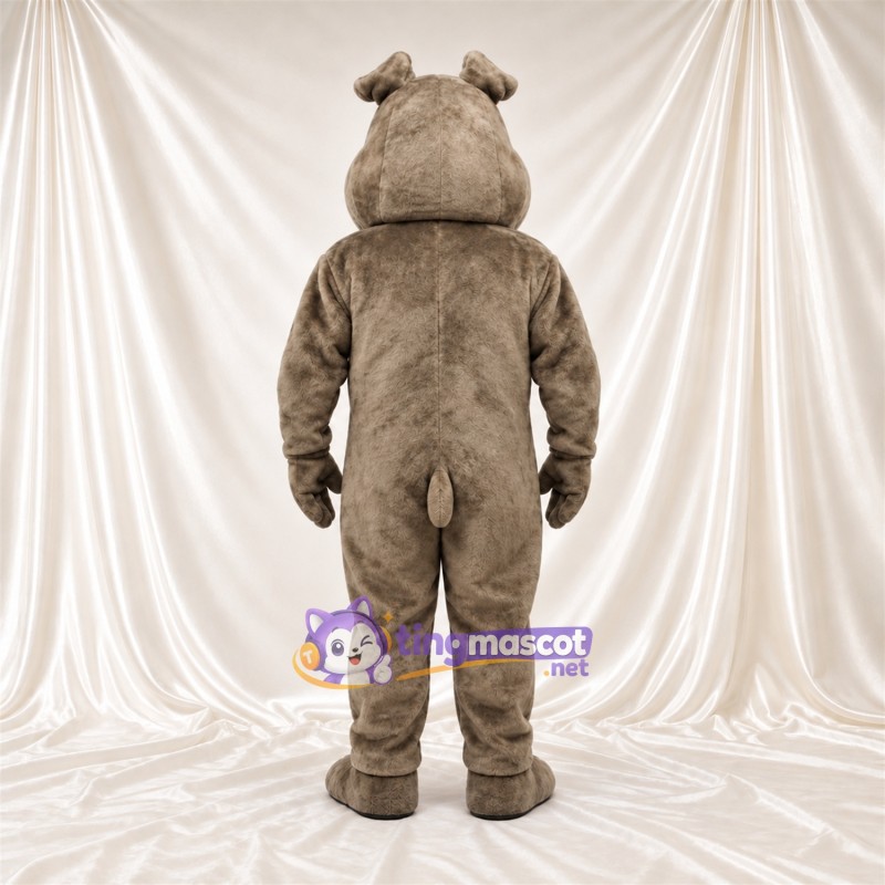 Costume de mascotte Bouledogue – gris – Museau (blanc); Sourcils inclinés Costume de mascotte Bouledogue – gris – Museau (blanc); Sourcils inclinés