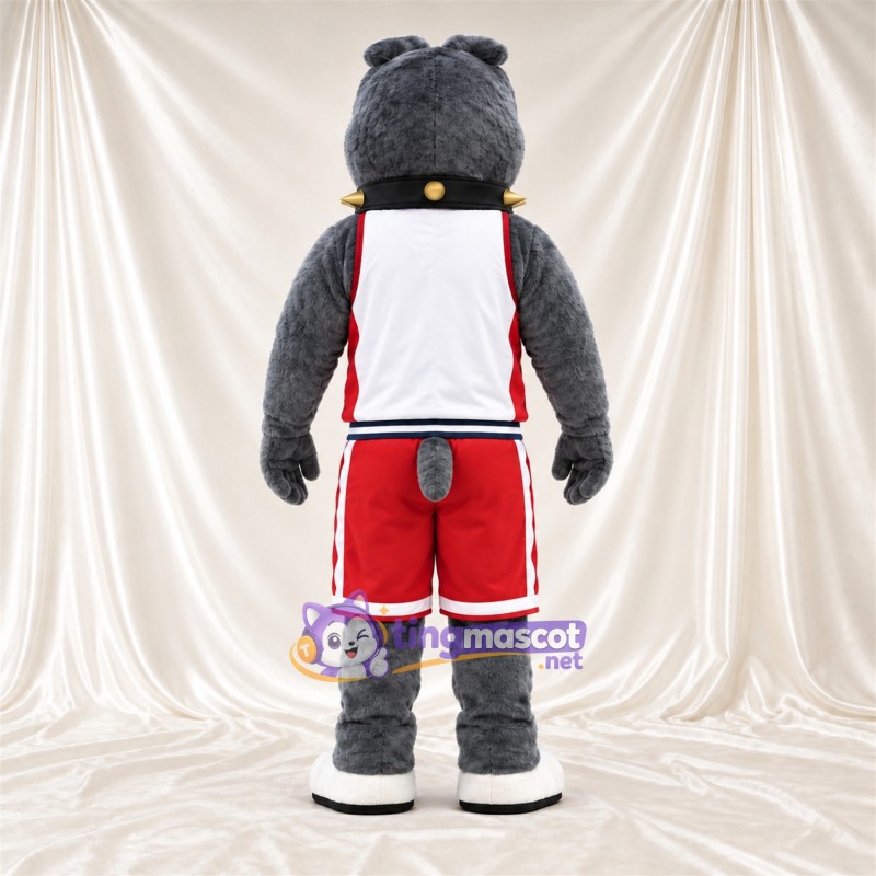 Costume de mascotte Bouledogue – gris – Chemise (blanc); Short (rouge) Costume de mascotte Bouledogue – gris – Chemise (blanc); Short (rouge)