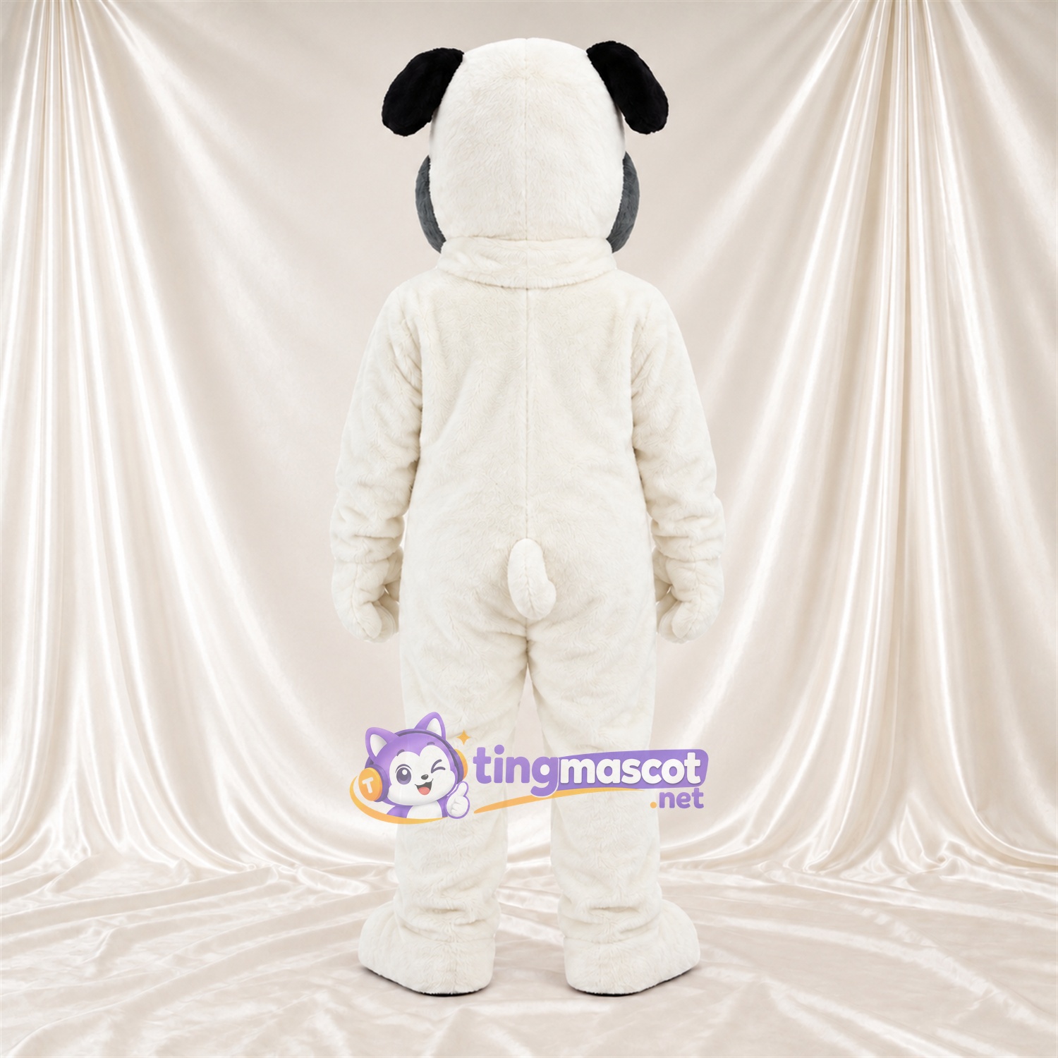 Costume de mascotte Bouledogue – blanc – Visage (noir); Oreilles Costume de mascotte Bouledogue – blanc – Visage (noir); Oreilles
