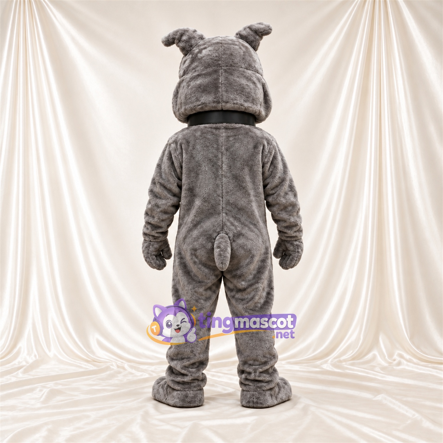 Maskottchenkostüm Bulldogge – grau – Kragen (schwarz) Maskottchenkostüm Bulldogge – grau – Kragen (schwarz)