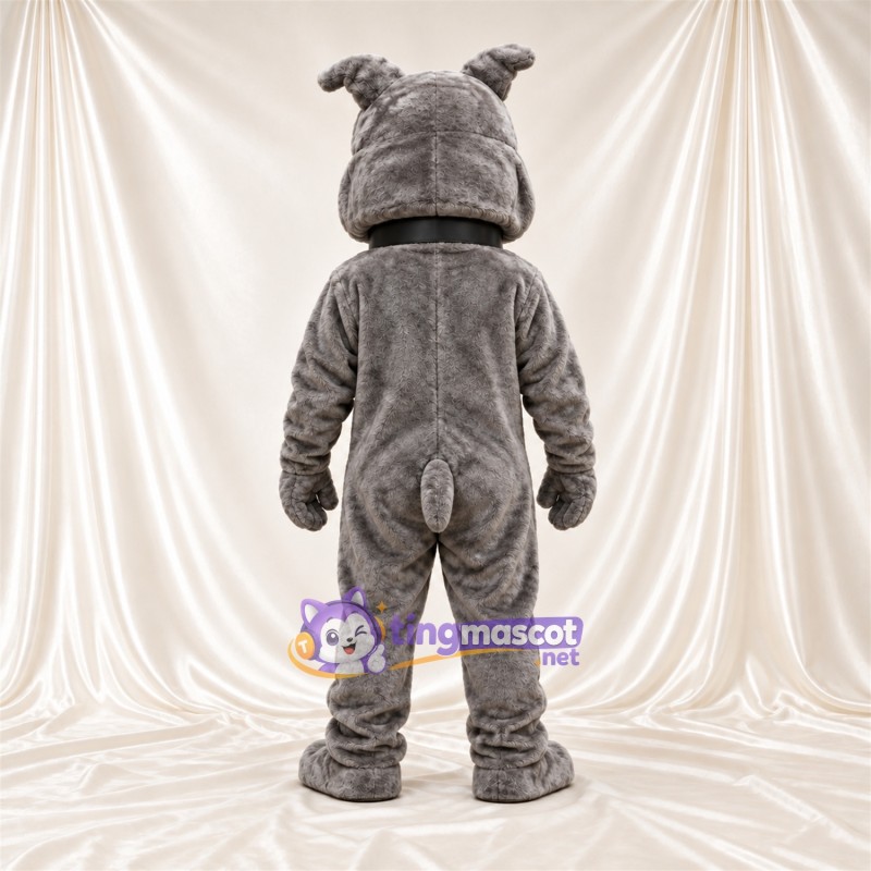 Maskottchenkostüm Bulldogge – grau – Kragen (schwarz) Maskottchenkostüm Bulldogge – grau – Kragen (schwarz)