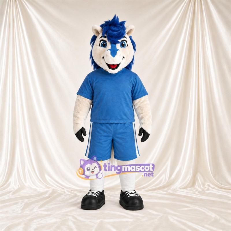 Costume de mascotte Husky – blanc / bleu – Tenue de sport (bleu) Costume de mascotte Husky – blanc / bleu – Tenue de sport (bleu)
