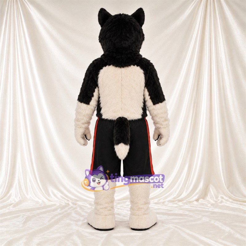Maskottchenkostüm Husky – schwarz / weiß – Shorts (schwarz); Bauch (creme) Maskottchenkostüm Husky – schwarz / weiß – Shorts (schwarz); Bauch (creme)