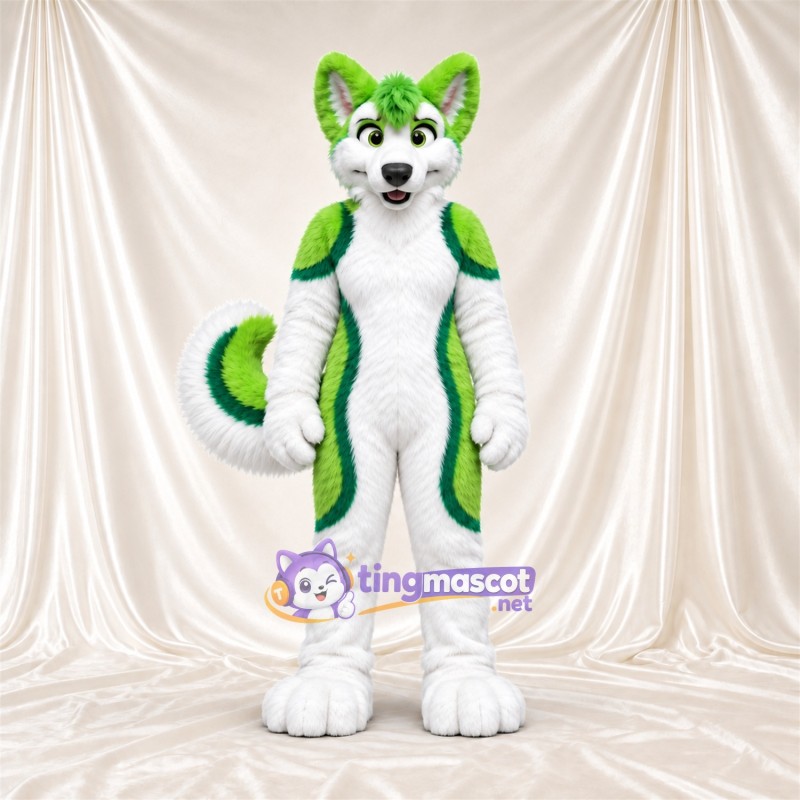 Maskottchenkostüm Husky – grün / weiß Maskottchenkostüm Husky – grün / weiß