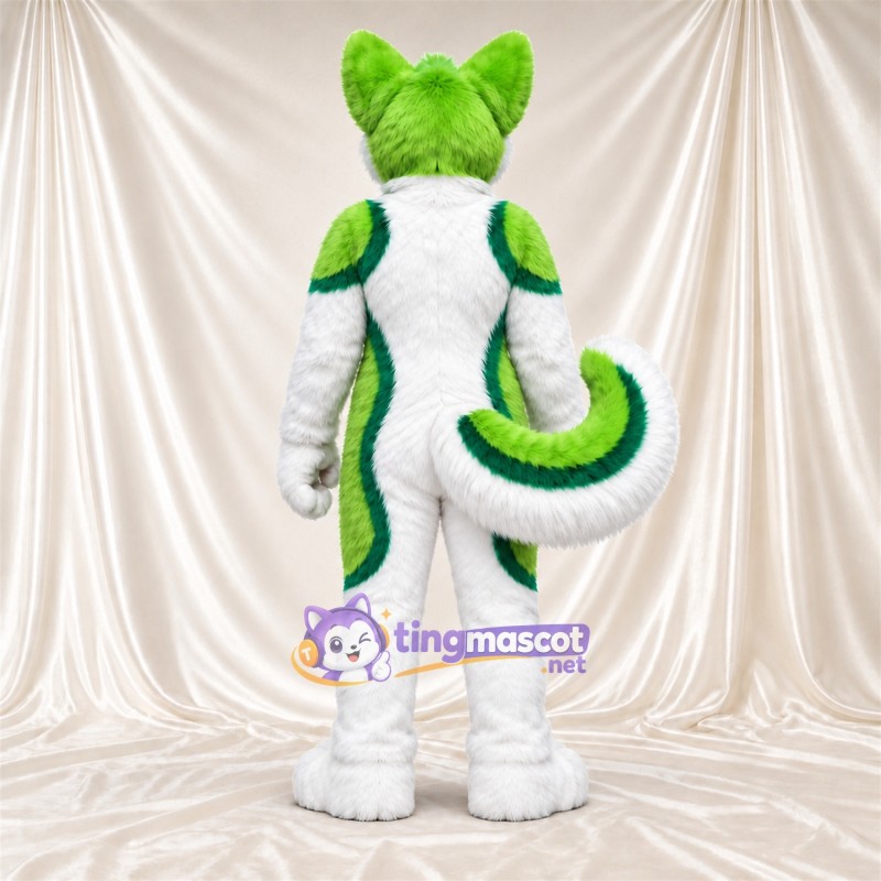 Costume de mascotte Husky – vert / blanc Costume de mascotte Husky – vert / blanc