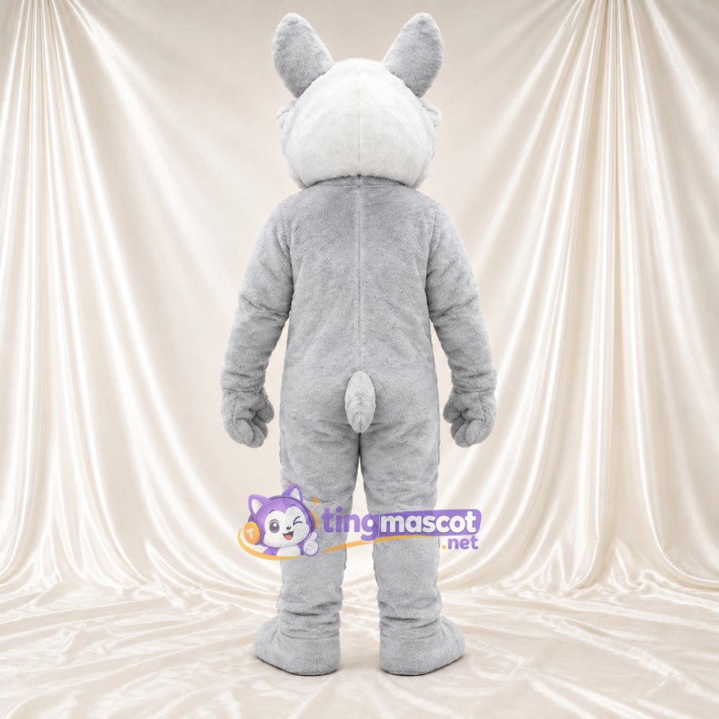 Costume de mascotte Husky – blanc – Queue ronde; Sourcils inclinés Costume de mascotte Husky – blanc – Queue ronde; Sourcils inclinés