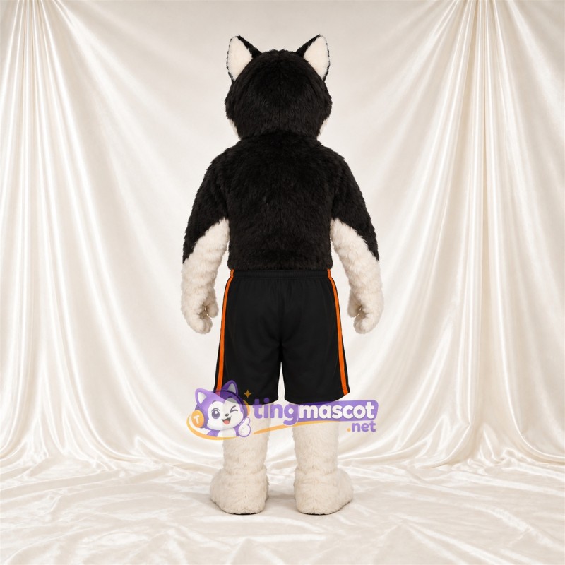 Maskottchenkostüm Husky – schwarz / weiß – Shorts (schwarz); Krallen (schwarz) Maskottchenkostüm Husky – schwarz / weiß – Shorts (schwarz); Krallen (schwarz)