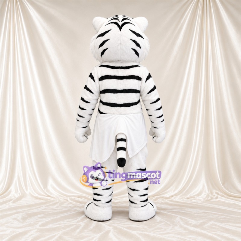 Costume de mascotte Tigre – blanc – Rayures (noir); Ventre (blanc) Costume de mascotte Tigre – blanc – Rayures (noir); Ventre (blanc)