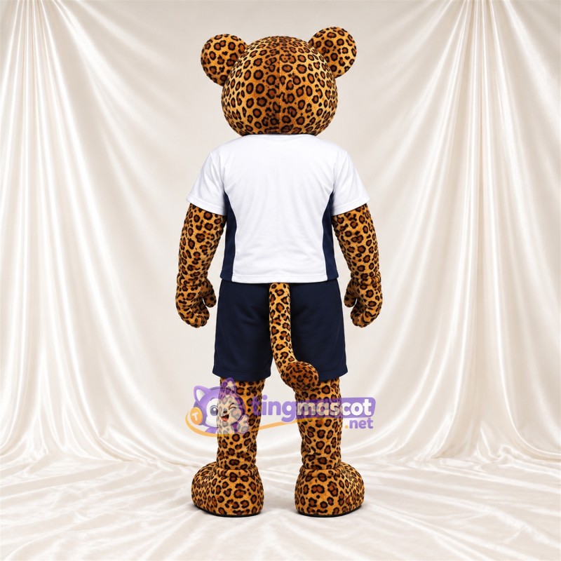 Costume de mascotte Léopard – jaune – Chemise (blanc); Short (noir) Costume de mascotte Léopard – jaune – Chemise (blanc); Short (noir)