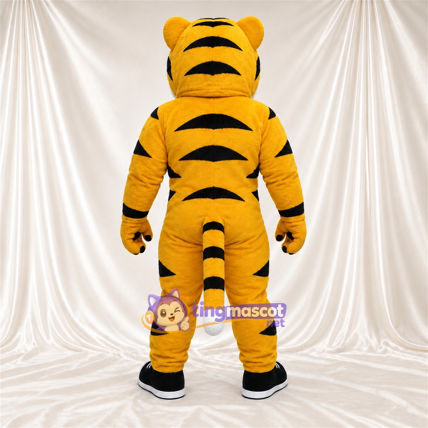 Costume de mascotte Tigre – jaune – Rayures (noir); Ventre (blanc) Costume de mascotte Tigre – jaune – Rayures (noir); Ventre (blanc)
