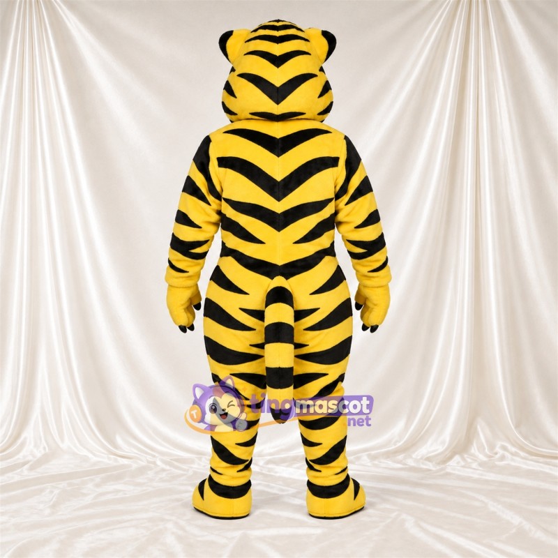 Costume de mascotte Tigre – jaune – Rayures (noir); Ventre (crème) Costume de mascotte Tigre – jaune – Rayures (noir); Ventre (crème)