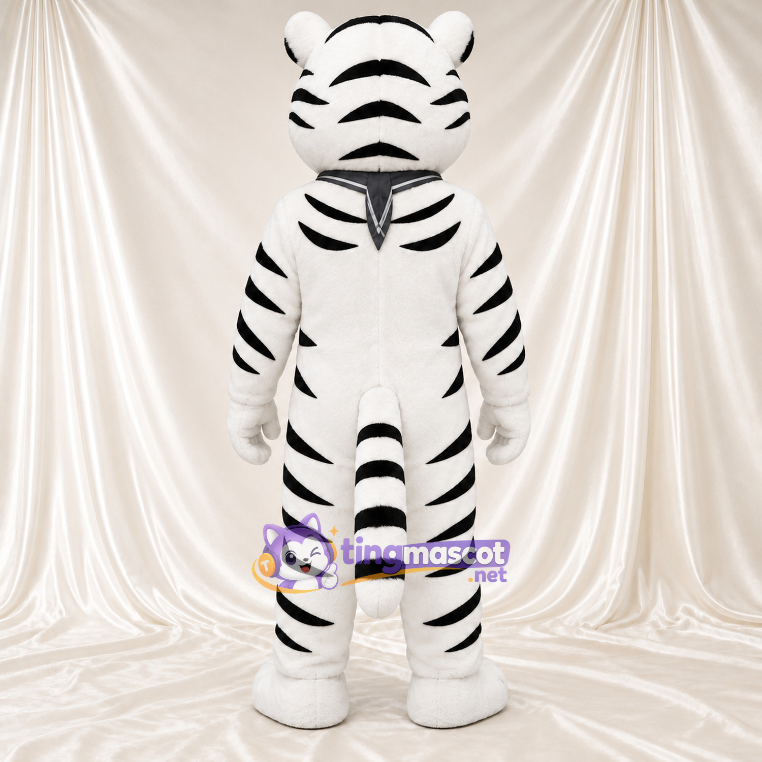 Costume de mascotte Tigre – blanc – Rayures (noir); Cravate Costume de mascotte Tigre – blanc – Rayures (noir); Cravate