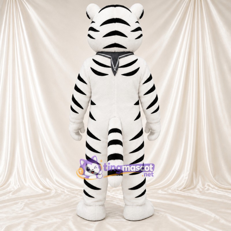 Costume de mascotte Tigre – blanc – Rayures (noir); Cravate Costume de mascotte Tigre – blanc – Rayures (noir); Cravate