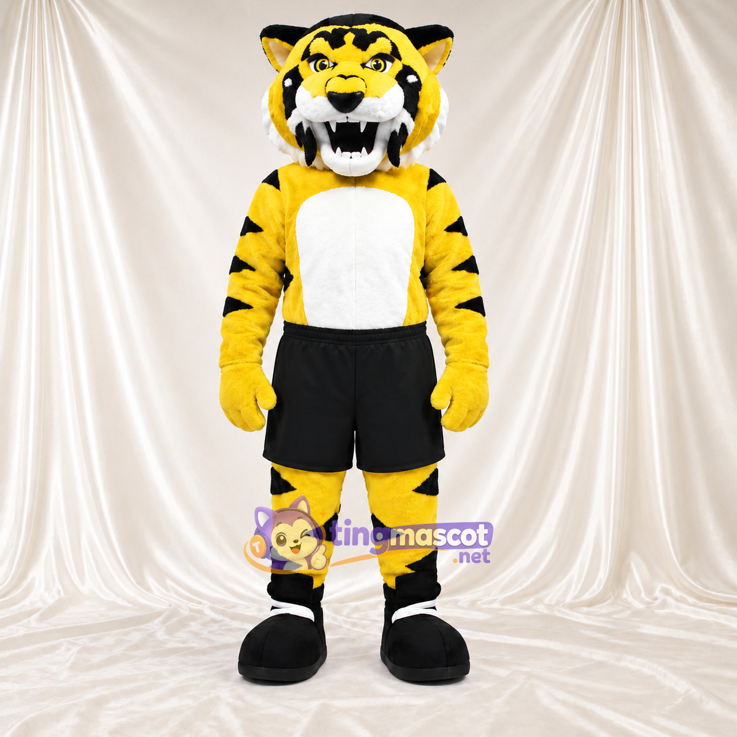 Costume de mascotte Tigre – jaune – Short (noir) Costume de mascotte Tigre – jaune – Short (noir)