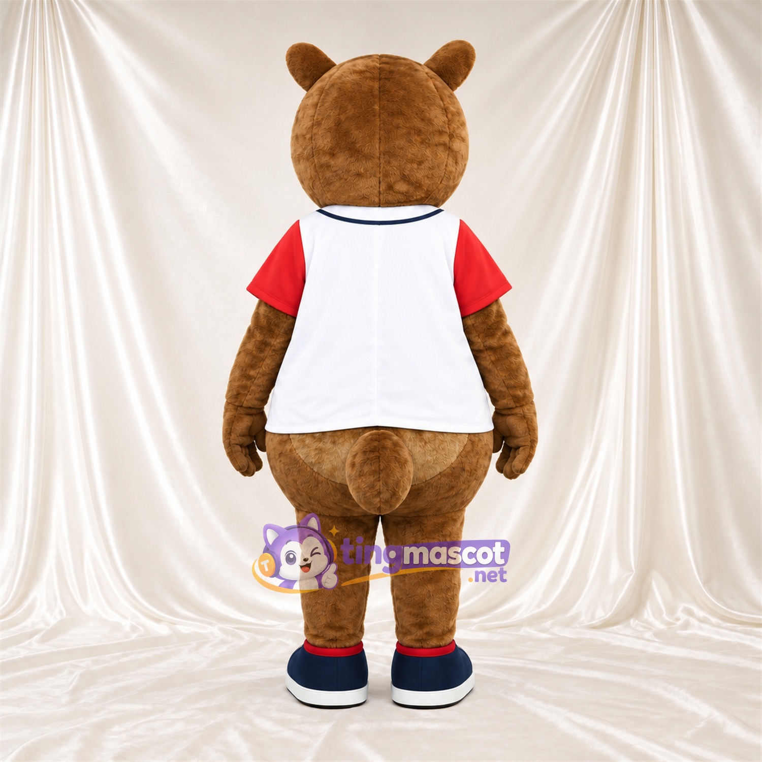 Brown Beaver Mascot Costume - Baseball Jersey Brown Beaver Mascot Costume - Baseball Jersey