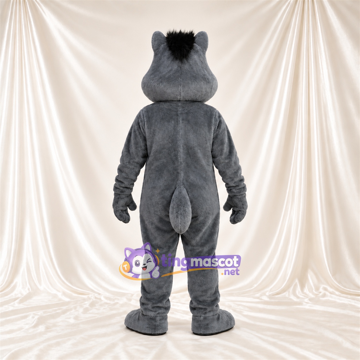 Maskottchenkostüm Comic-Nagetier – grau – Bauch (weiß); Haarschopf (schwarz) Maskottchenkostüm Comic-Nagetier – grau – Bauch (weiß); Haarschopf (schwarz)