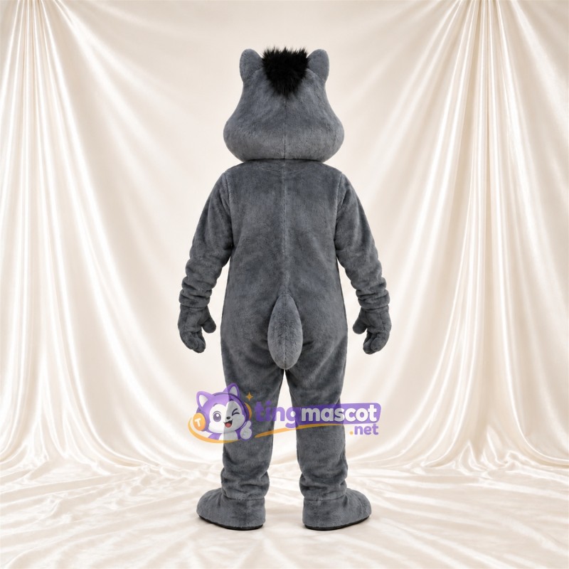 Maskottchenkostüm Comic-Nagetier – grau – Bauch (weiß); Haarschopf (schwarz) Maskottchenkostüm Comic-Nagetier – grau – Bauch (weiß); Haarschopf (schwarz)