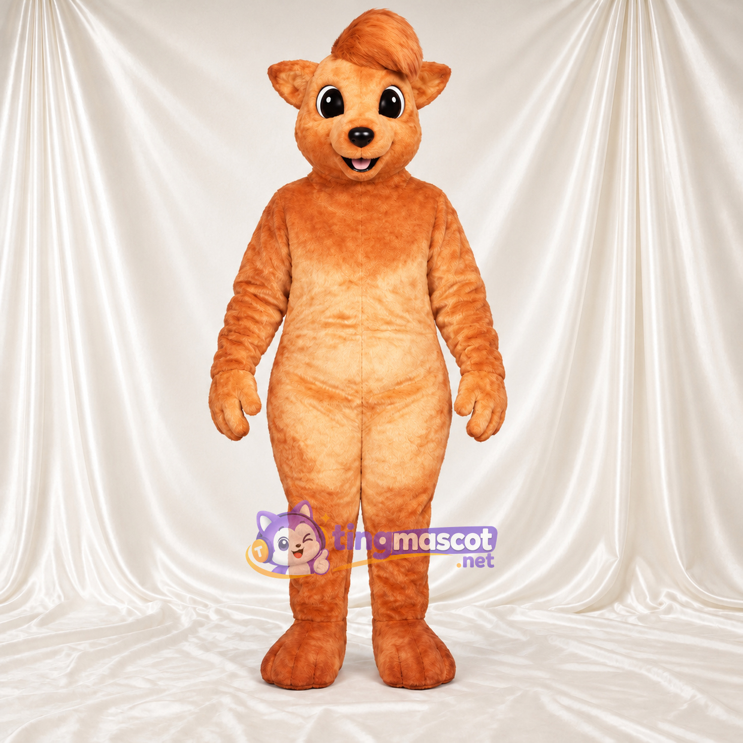 Maskottchenkostüm Hund – orange – Haarschopf; Bauch (creme) Maskottchenkostüm Hund – orange – Haarschopf; Bauch (creme)