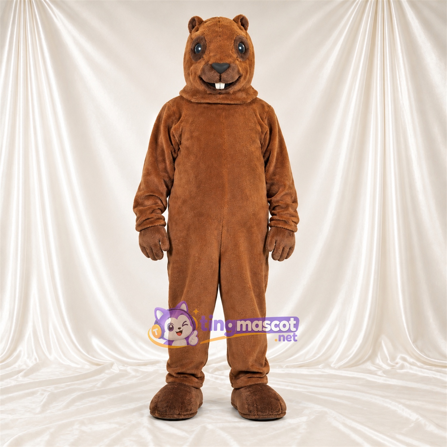 Maskottchenkostüm Eichhörnchen – braun – Buschiger Schwanz; Große Schneidezähne Maskottchenkostüm Eichhörnchen – braun – Buschiger Schwanz; Große Schneidezähne