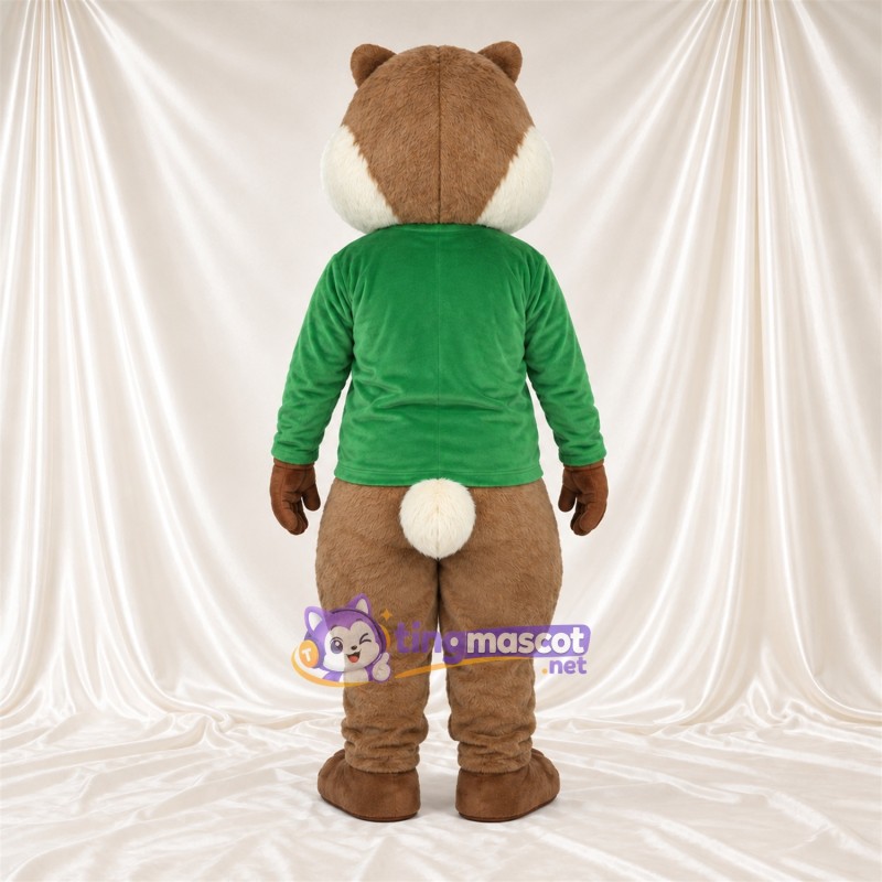 Brown Chipmunk Mascot Costume - Green Shirt Brown Chipmunk Mascot Costume - Green Shirt