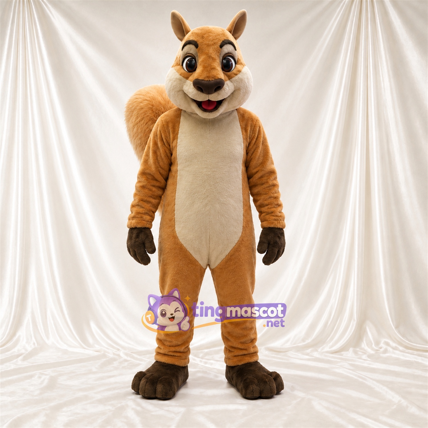 Maskottchenkostüm Eichhörnchen – braun – Bauch (creme); Buschiger Schwanz Maskottchenkostüm Eichhörnchen – braun – Bauch (creme); Buschiger Schwanz